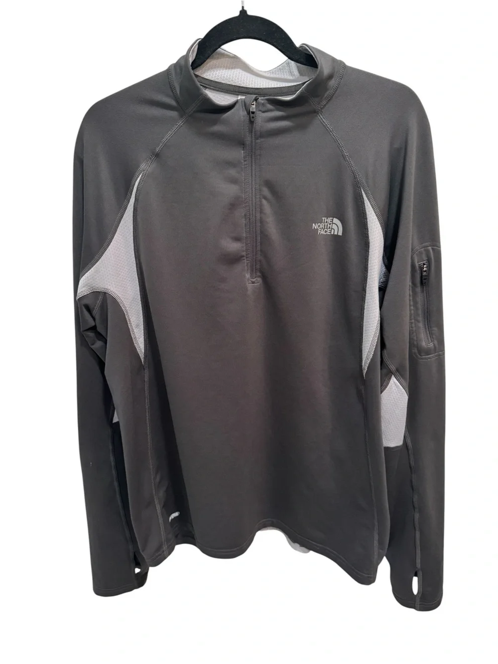 The North Face Pullover Mens L Gray Colorblock 1/4 Zip Flight Series Valor Vick